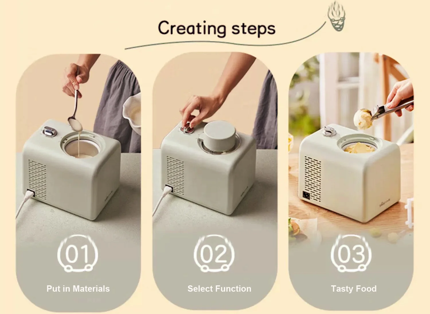 Manufacturer Ice Cream Machine Automatic Mini Fruit Ice Cream Maker for Home DIY Homemade Cream Makers for Kids Electric 65 Easy