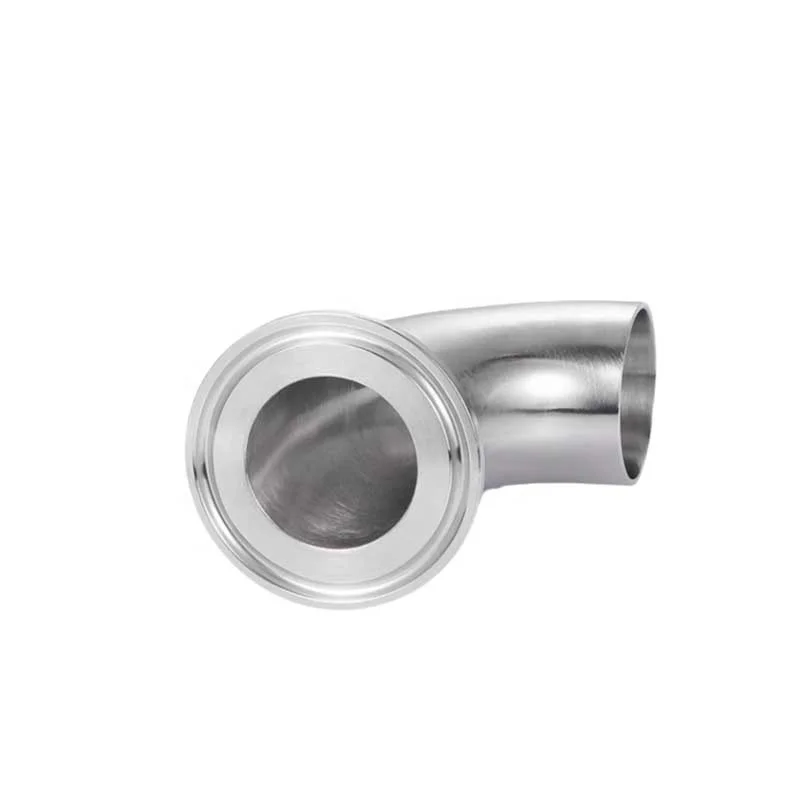 19mm-325mm Pipe OD Butt Weld SS304 316L Sanitary Stainless Steel Single Side Chuck Type Quick Fit 90 Degree Elbow