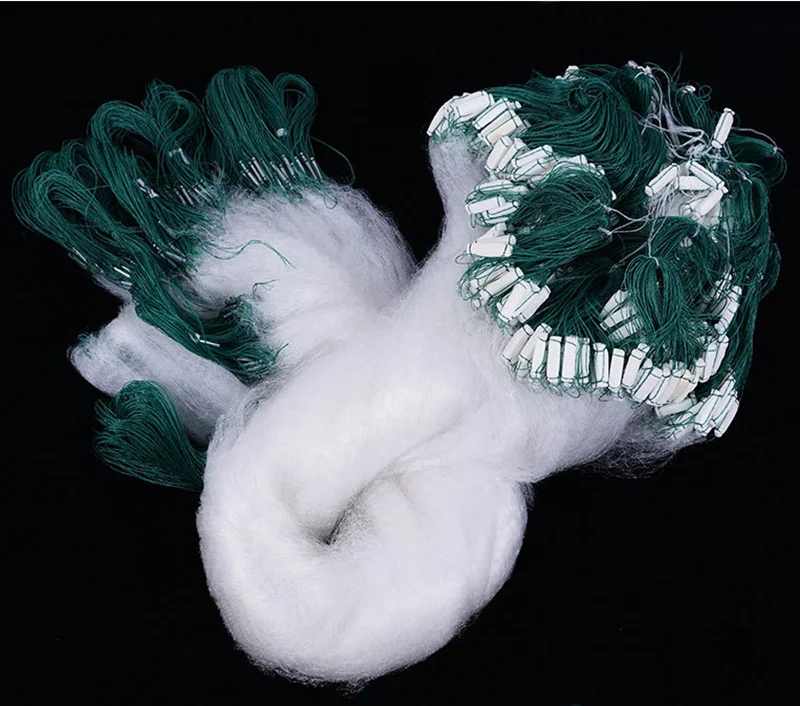 Рыболовная сеть нейлоновая одноволоконная жаберная с поплавками и свинцовыми грузилами