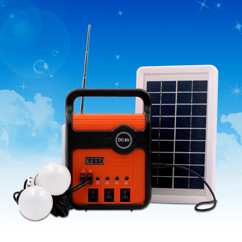 Low price mini solar lighting system 9V small 6W sun energy power home solar kit with FM radio