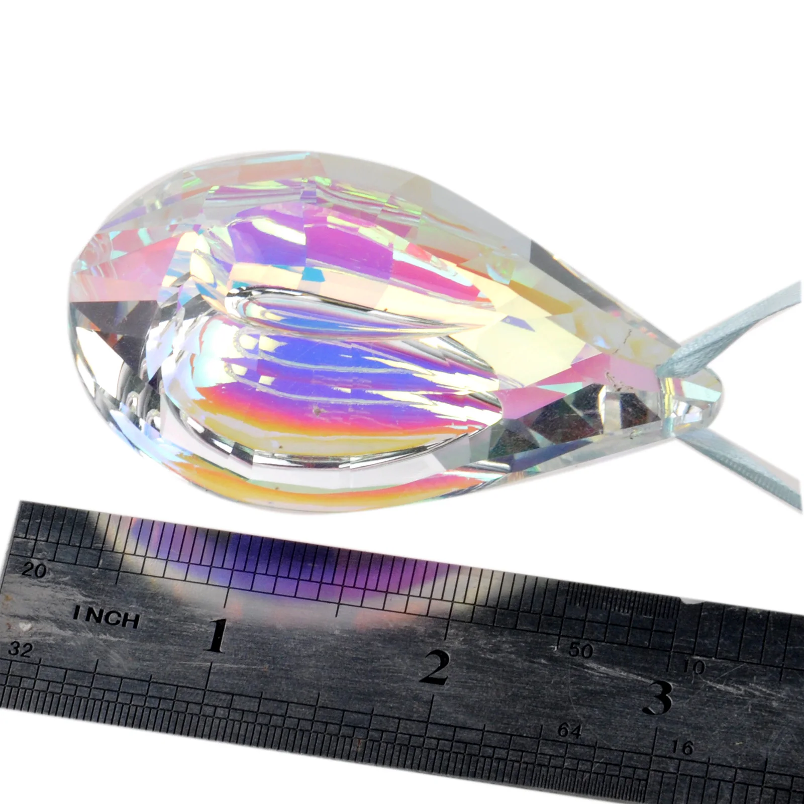 H&D Colorful Lamp Prisms Parts Loquat Shape Chandelier Glass Crystal Hanging Drops Pendants 76mm Christmas Decoration Suncatcher