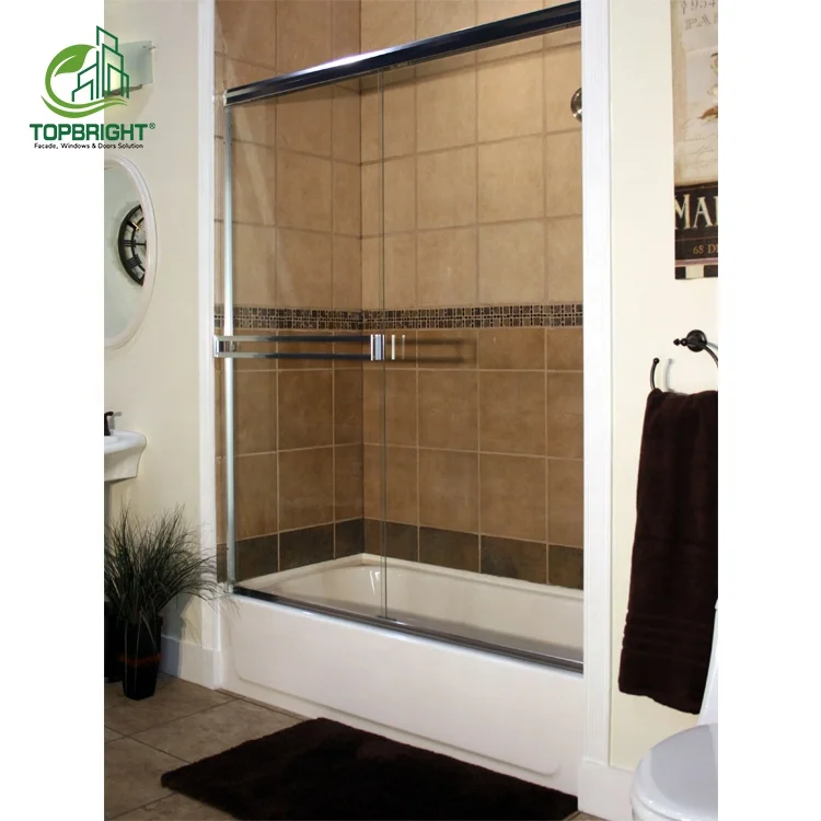 Topbright modern shower glass door cheap stainless steel clear hinges sliding shower door