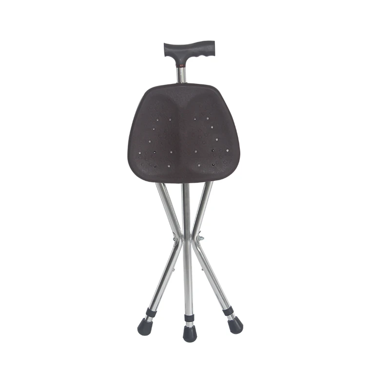 folding aluminum  telescoping walking cane seat elderly medical  three legged crutch with chair