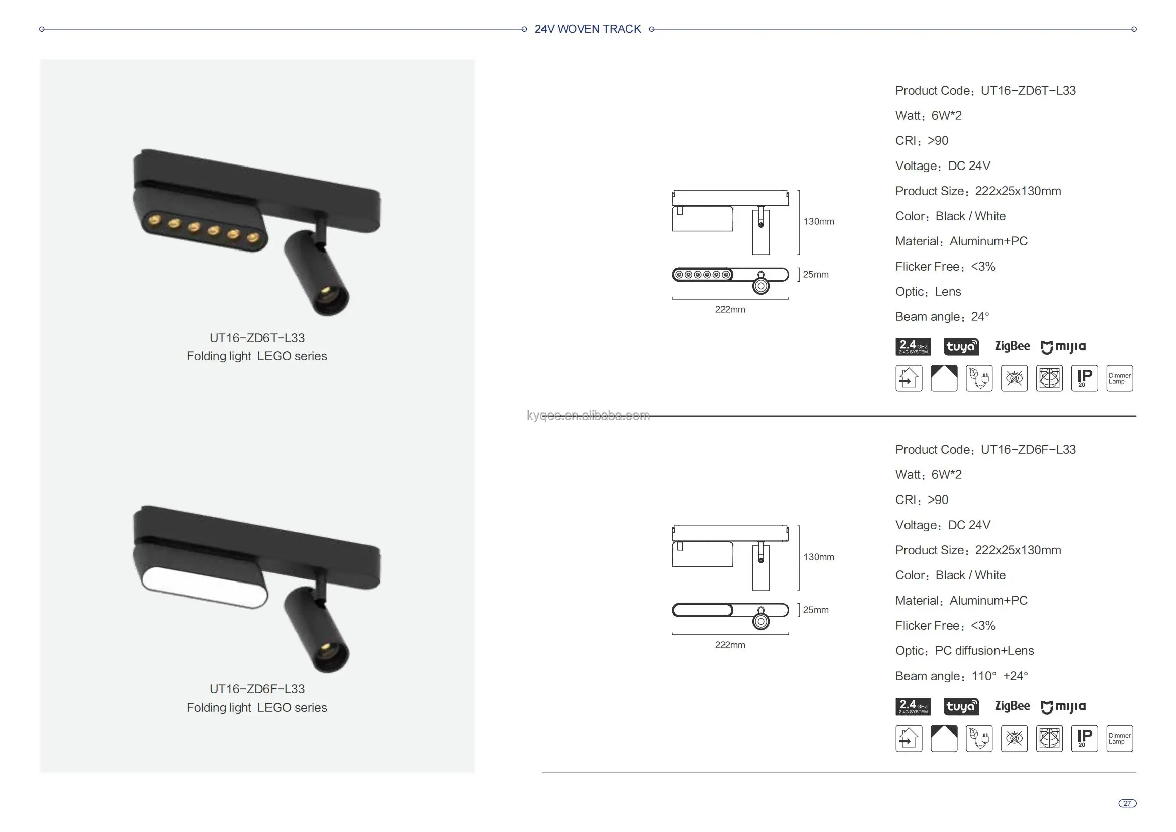 Kyqee Flexible Fabric Linear Rail System 24 Degree 6W*2 Ceiling Movable Led Grille Light Spot Light For Home Office