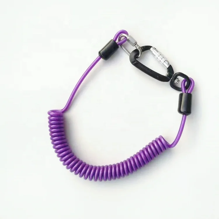 Cheap Wholesale Retractable Transparent Purple Nylon Coated Nylon Cable Lanyard With Swivel Snap Hooks
