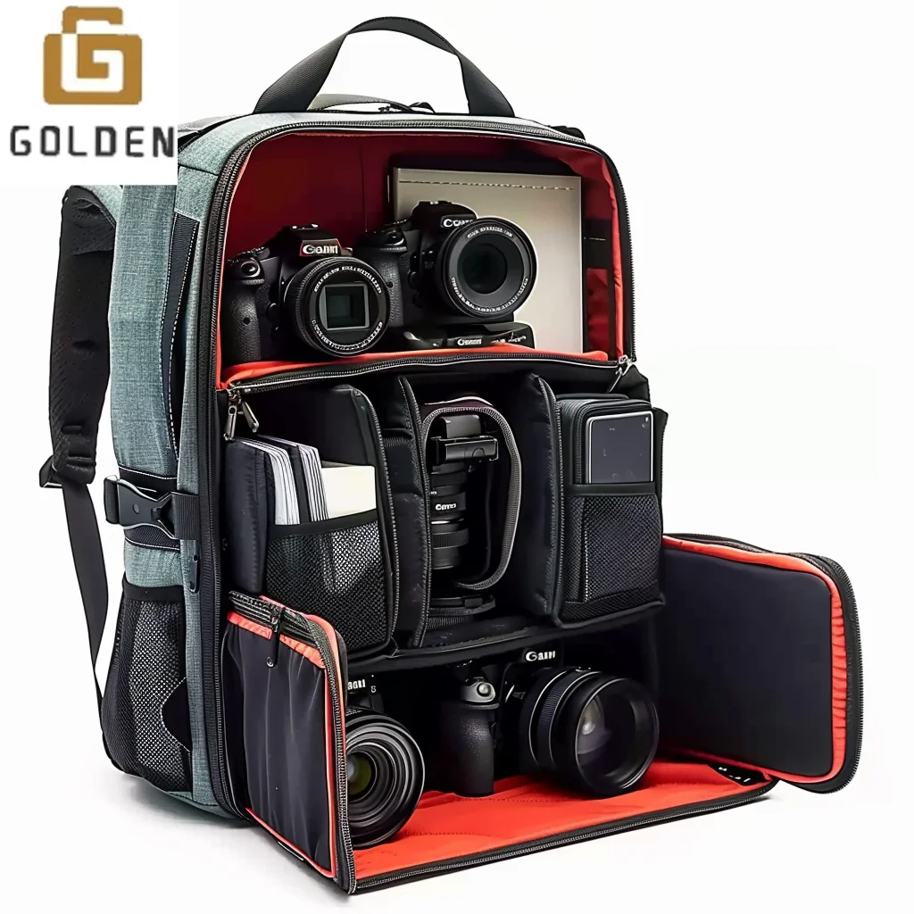 Golden Fashionable shoulder backpack Cross-Border Popular Shoulder Digital Camera Bag Outdoor Nylon