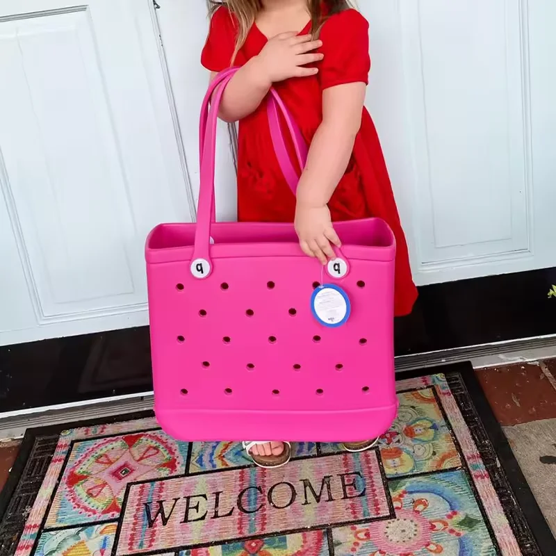 Custom Vintage XL Tote EVA Beach Bag Large Silicone Shoulder Reusable Logo Bogg Bag Small with Candy Pattern for Outdoor Use
