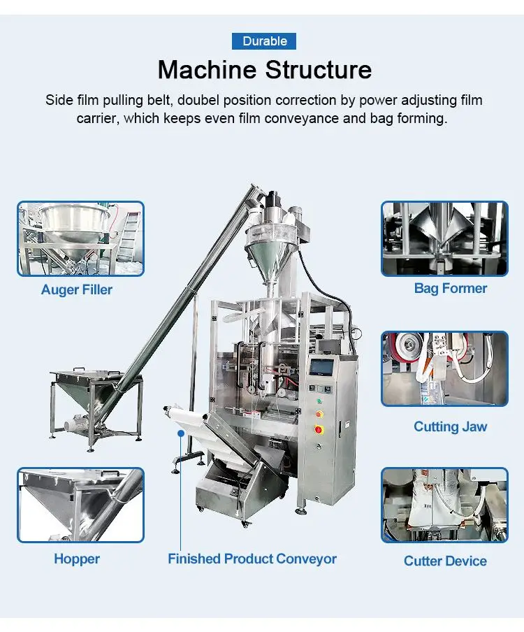Automatic vertical machine for packing milk, spices, detergents, powder