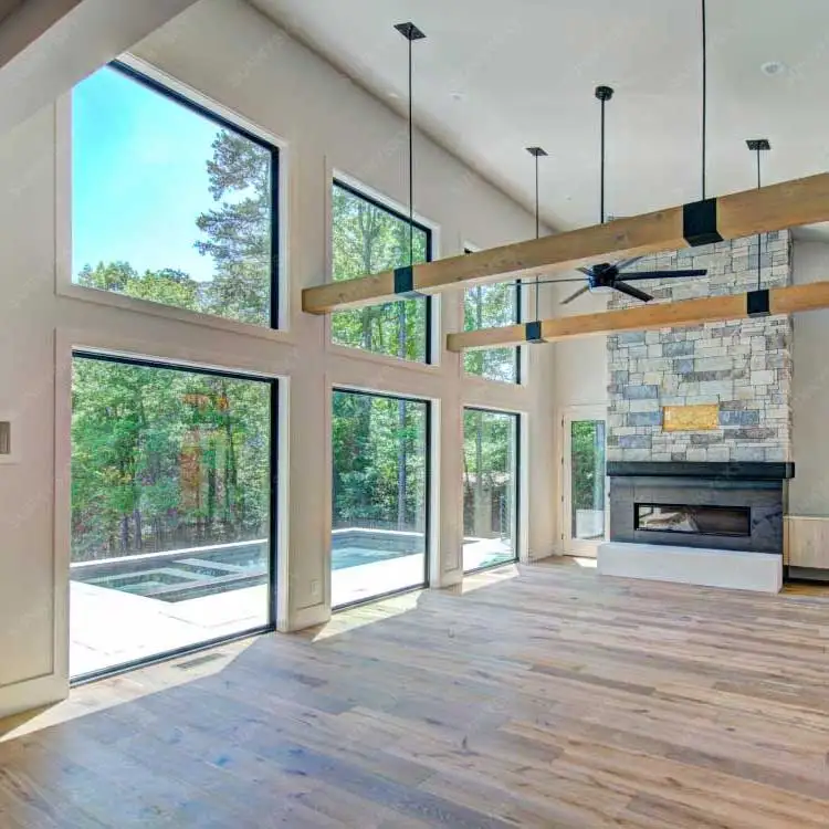 Sunnysky Floor to Ceiling Windows and Sliding Doors for Balcony Large Double Glazed Tempered Glass Aluminum Sliding Window