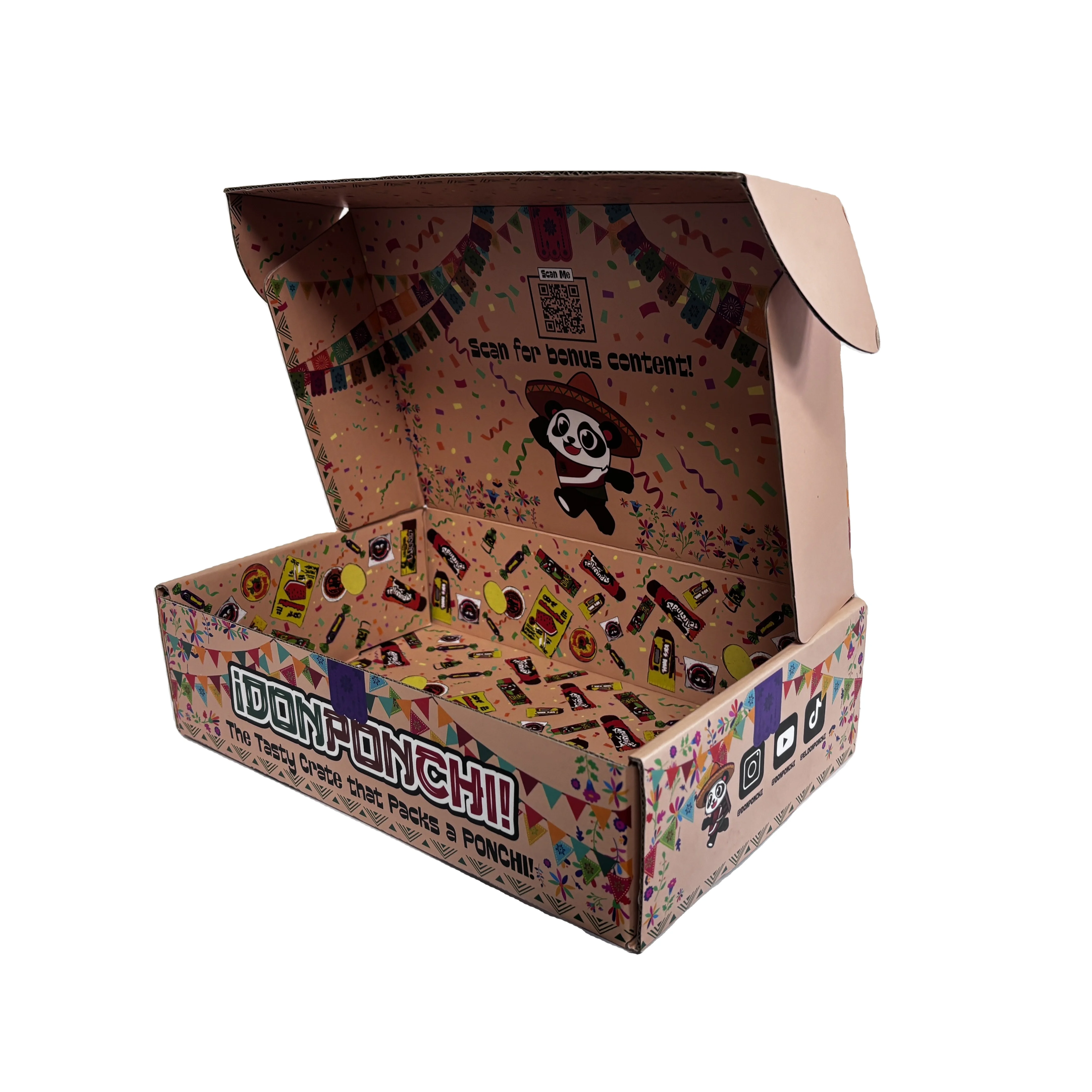Hot Sale Food Custom Gift Mailer Box Packaging Panda Printing Express Corrug Box Shipping Snack Corrugated Paper Pack Mailer Box