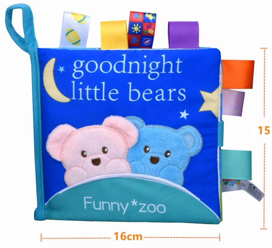 Customized Children folding pockets book Education Fabric  Cute cover travel binding Soft baby sensory  Cloth Books For Kids
