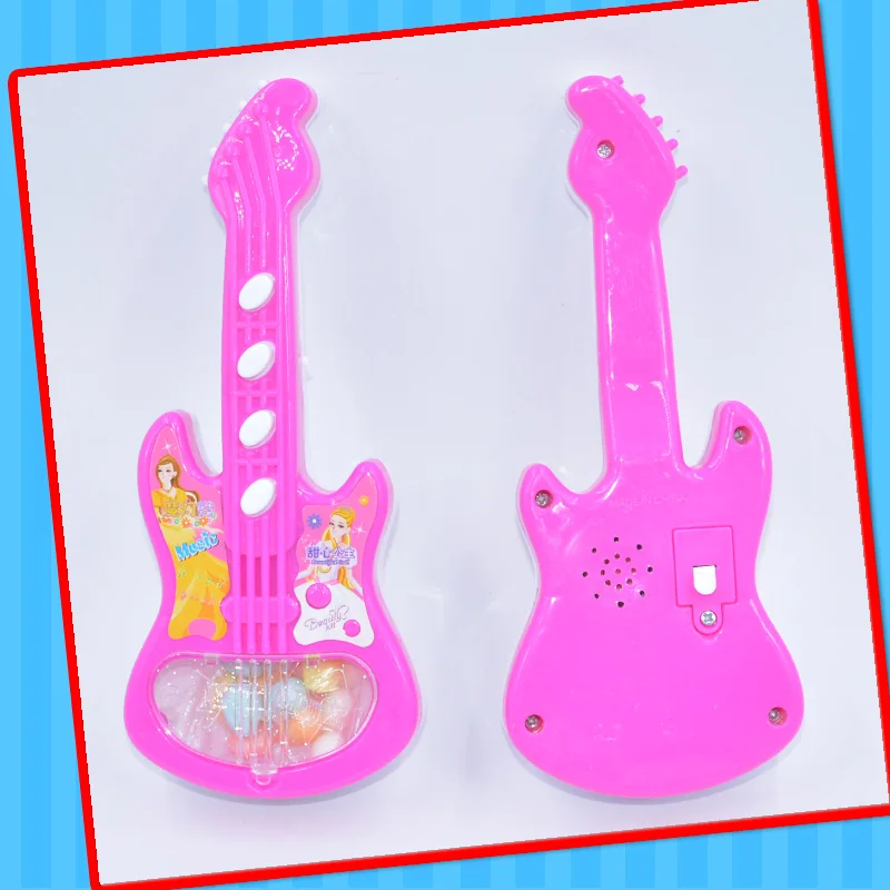Toy candy 2020 best selling China toy with candy plastic music guitar toy promotion popular in russian and arab country