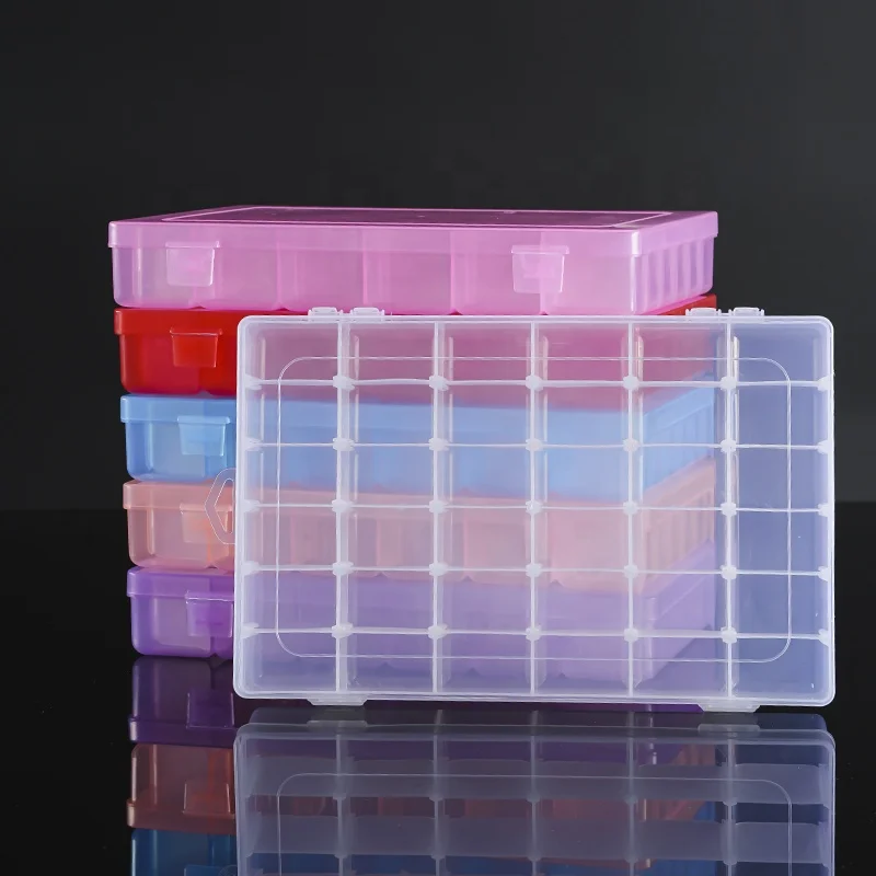 36-Compartment Rectangular Plastic Storage Box Modern Adjustable Compartments Clear Transparent Jewellery Gadgets Storage Box