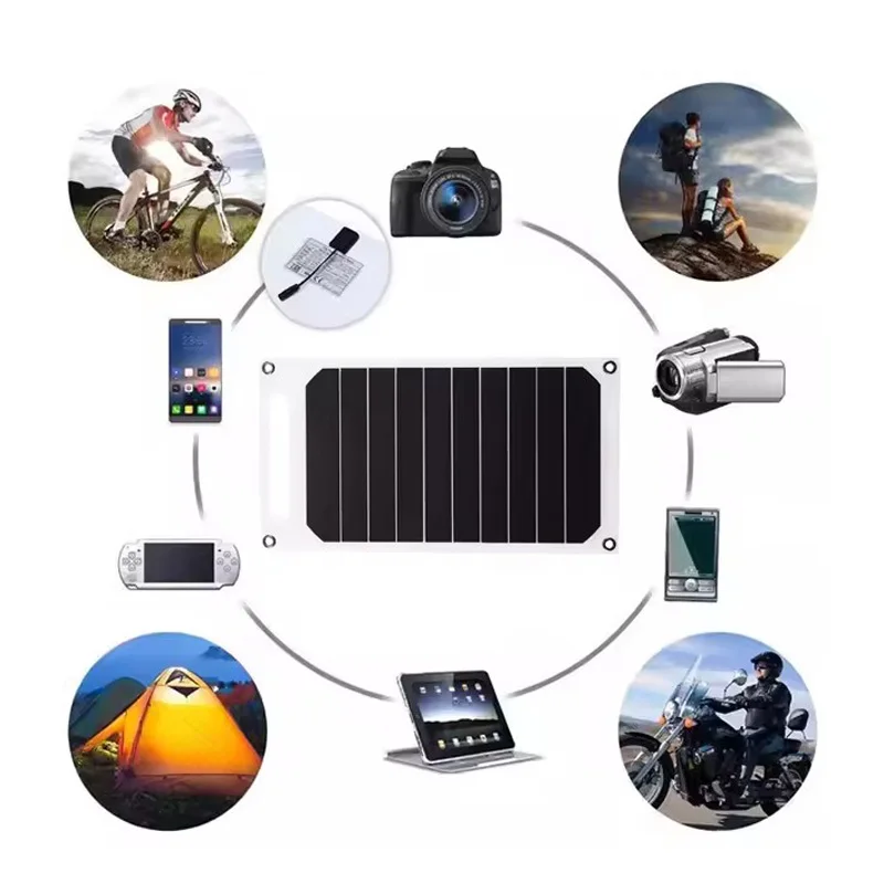 Solar Panel with USB interface Waterproof Outdoor Camping Portable Battery Mobile Phone Charging Bank Charging Panel