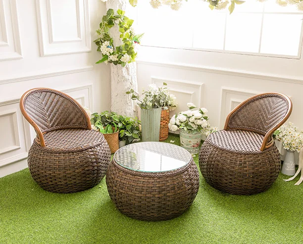 All weather 3 seaters garden rattan furniture cane wicker outdoor rattan sofa sets for patio backyard