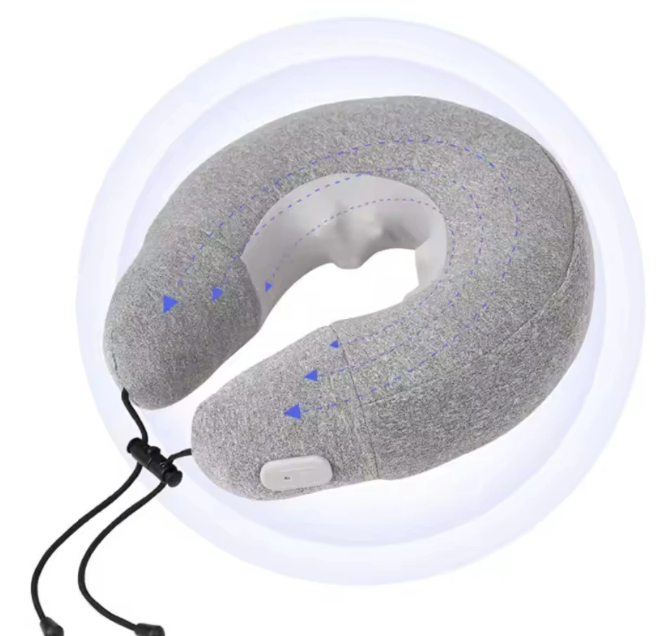 Good Selling U-Shaped  Travel Pillow with Automatic  Heating & Kneading Massager Easy Storage for Neck Massage