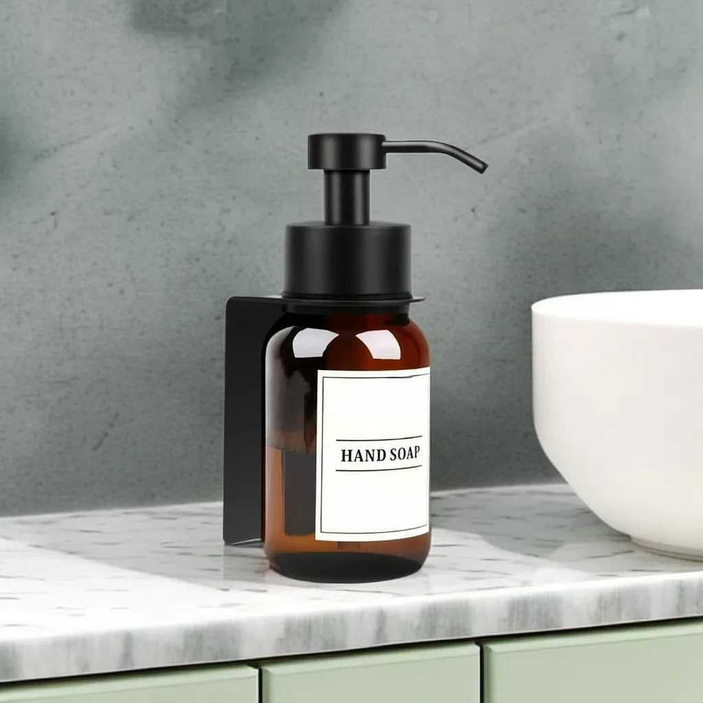 High thick glass hotel foam soap dispenser with rust proof stainless steel pump