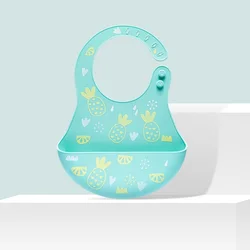 KUB wholesale cute cartoon infant bib with food-catcher soft waterproof food grade silicone baby bibs