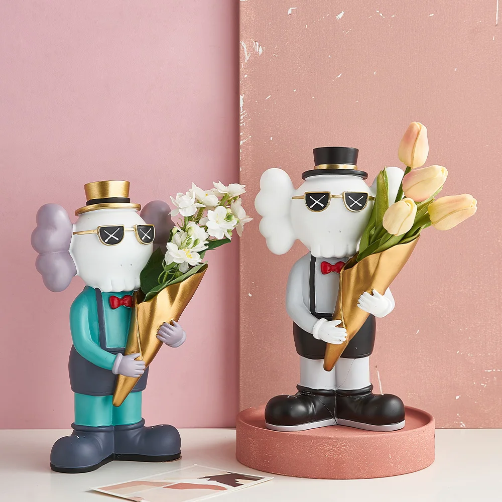 Nordic Decoration Home Furnishing Coase Bouquet Flower Decoration Resin Sculpture Vase