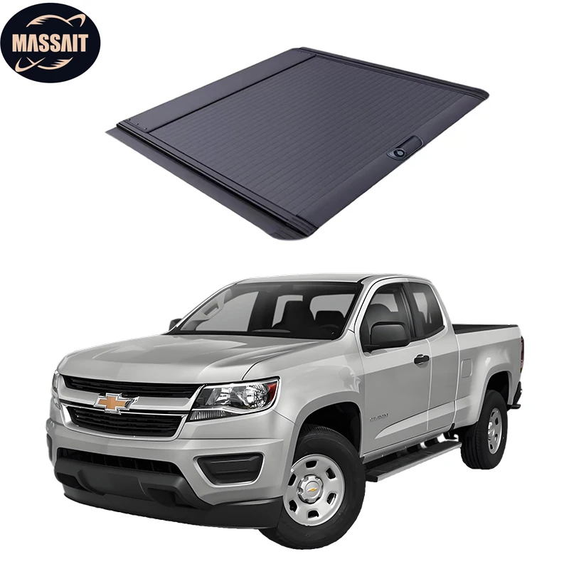 MASSAIT Auto High Quality Roller Shutter UTE Lid Full Aluminum Truck Bed Cover For Chevrolet Colorado Black Tonneau Cover