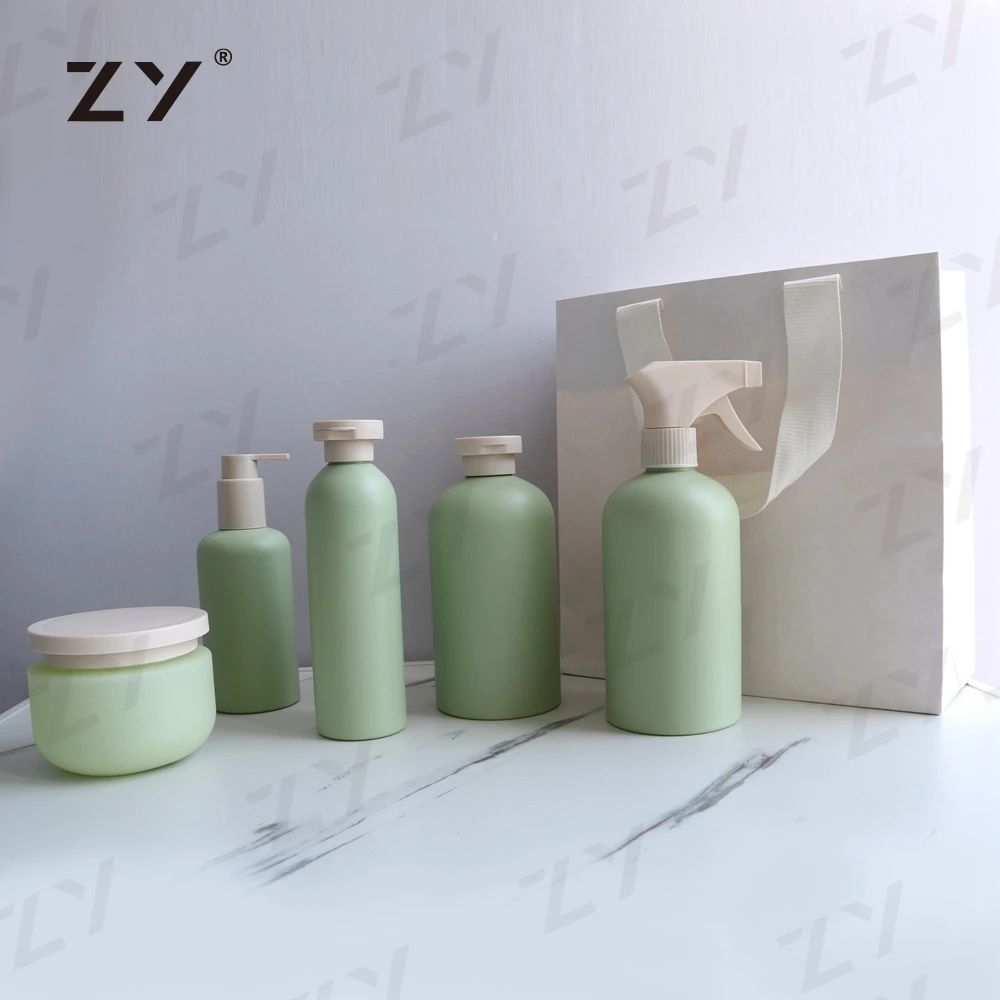 Green Nature Skincare Packaging Set Plastic Skincare 100Ml Packaging Sets Cosmetic Packaging For Hair Product Sets
