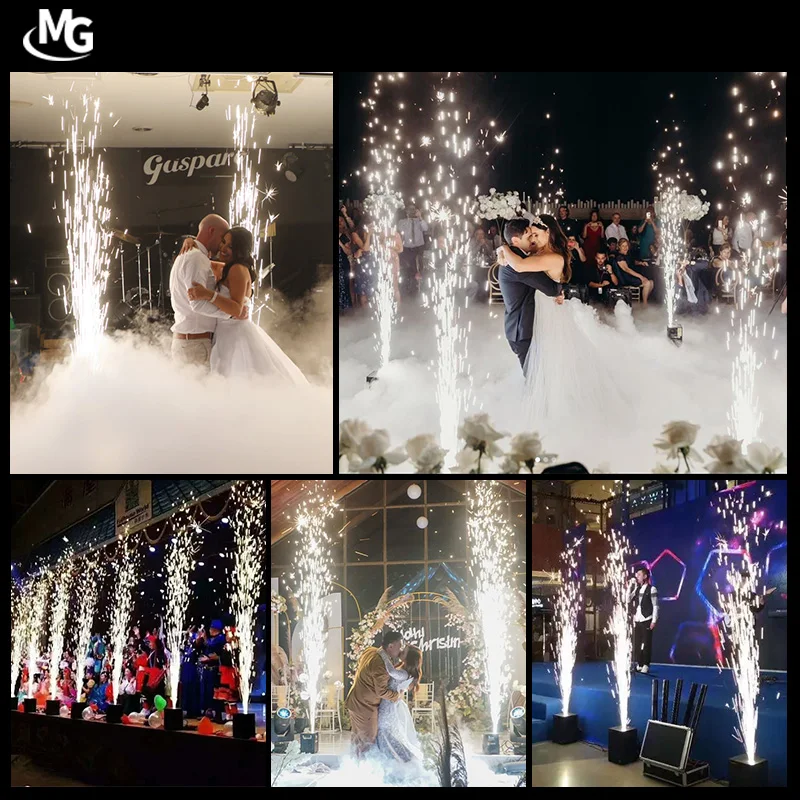 600W DMX512 Controlled Wedding Sparkler Table Digital Screen EDM Cold Spark Fountain Machine with Remote For Wedding Party