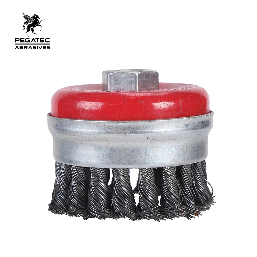 3 дюйма 75 мм с перекрученным узлом спереди Круглая стальная чашка проволочная щетка для полировки промышленный мощный