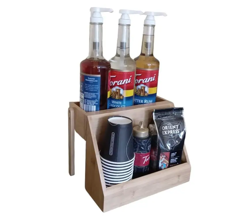 6 Bottle Capacity Syrup Rack Coffee Syrup Holder Syrup Stand Display Liquor Wine Rack for Dressings Cocktail