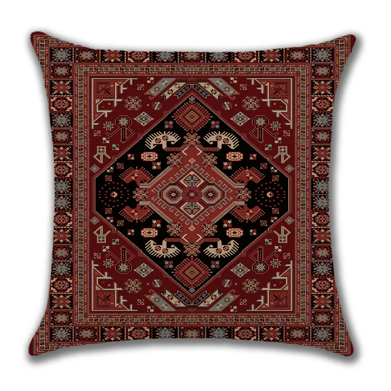 Throw Pillow Covers Tribal Abstract Vintage Carpet Pattern Decorative Pillow Case Home Decor Square 18*18 Inch Floral Pillowcase