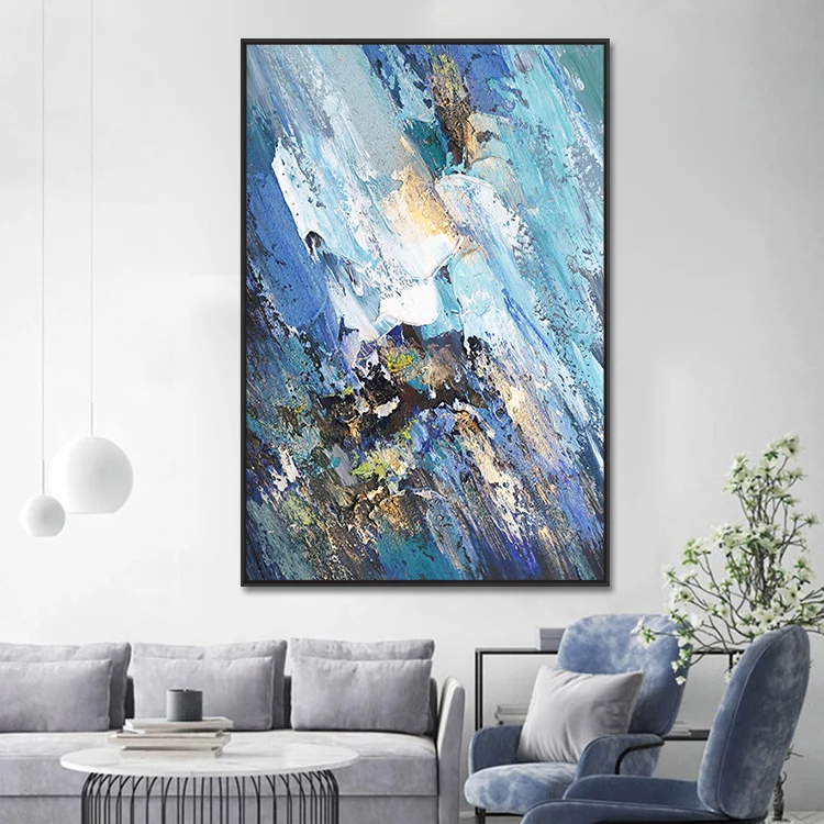 Чистая Ручная роспись Современная Большая абстрактная художественная Золотая фольга внутренняя настенная декоративная