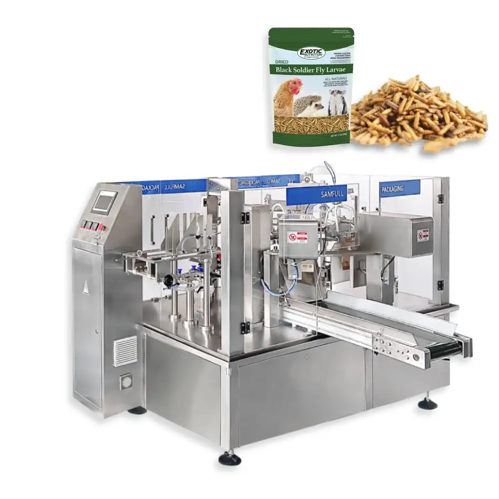 Hot Sale Automatic Doypack Packing Machine Premade Pouch 500g Dried Larvae Ziplock Pet Food Packing Machine