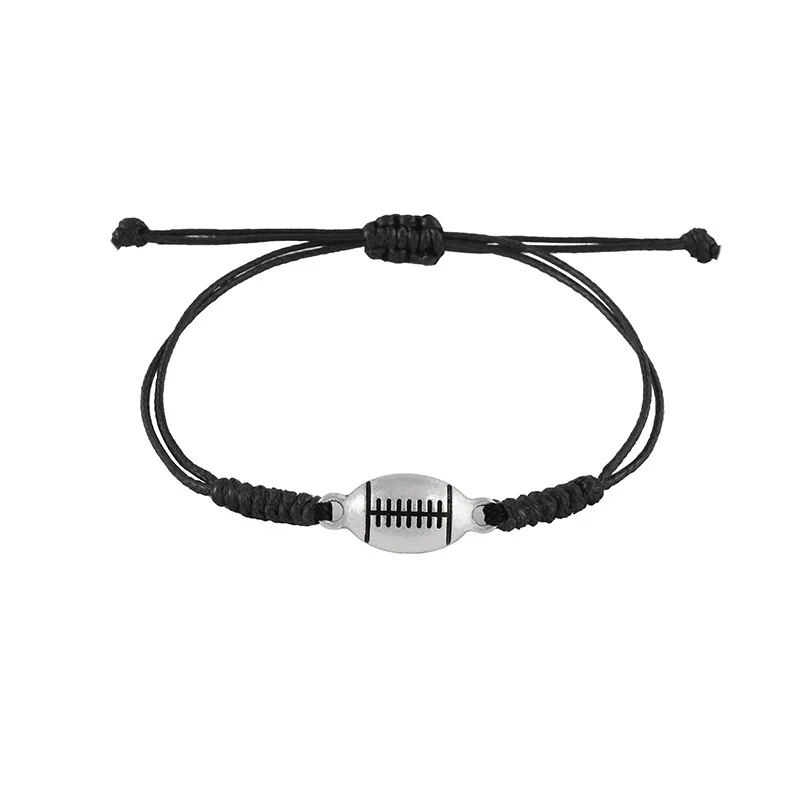 Hot Selling Hand-woven Wax Wire Bracelet Alloy Soccer Baseball Basketball Volleyball Rugby Pull Hand Rope Women