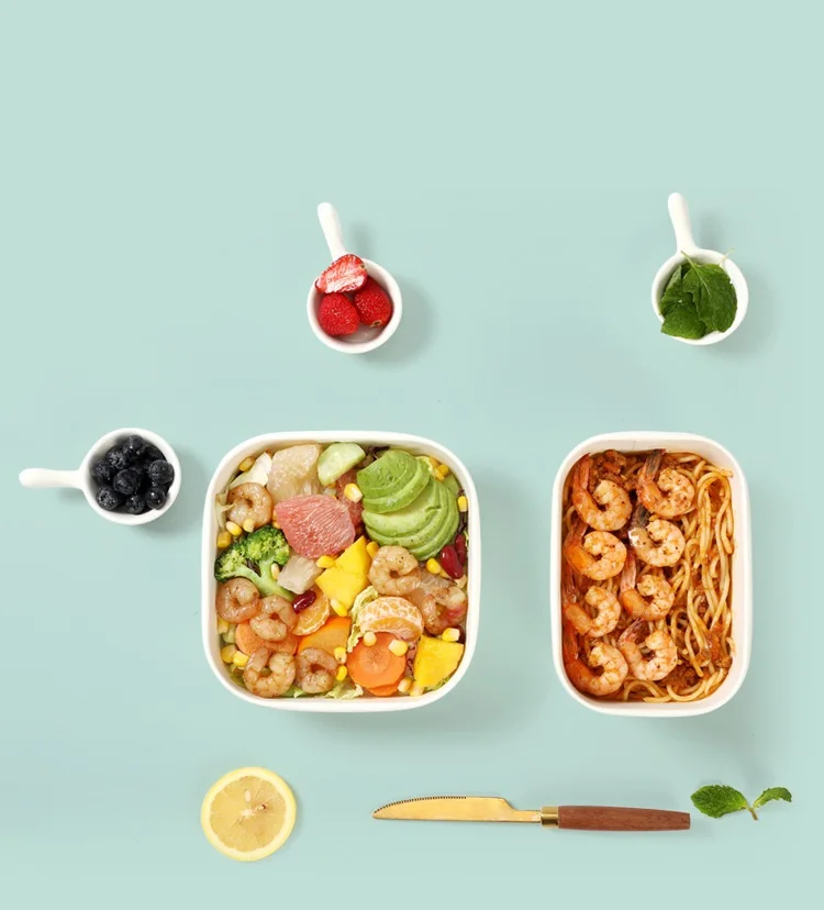 wholesale disposable square paper cup heatable kraft waterproof custom print logo paper salad poke bowl with PE lid