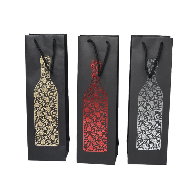 Китайские поставщики Yiwu, оптовая продажа, бумажные подарочные пакеты для вина с горячим тиснением