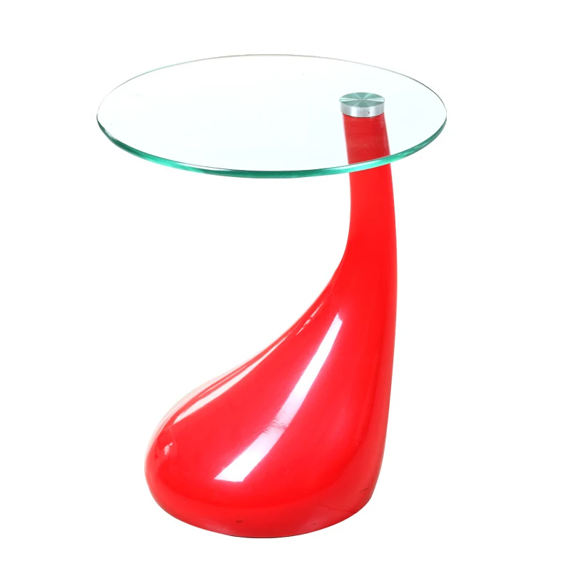 Современный дизайнерский стеклянный журнальный столик с пластиковой основой для домашнего использования