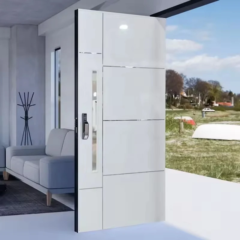 Luxury Italian Big Front Stainless Steel Door Design Villa Entrance Security Modern Entry Black Aluminum Front Pivot Door