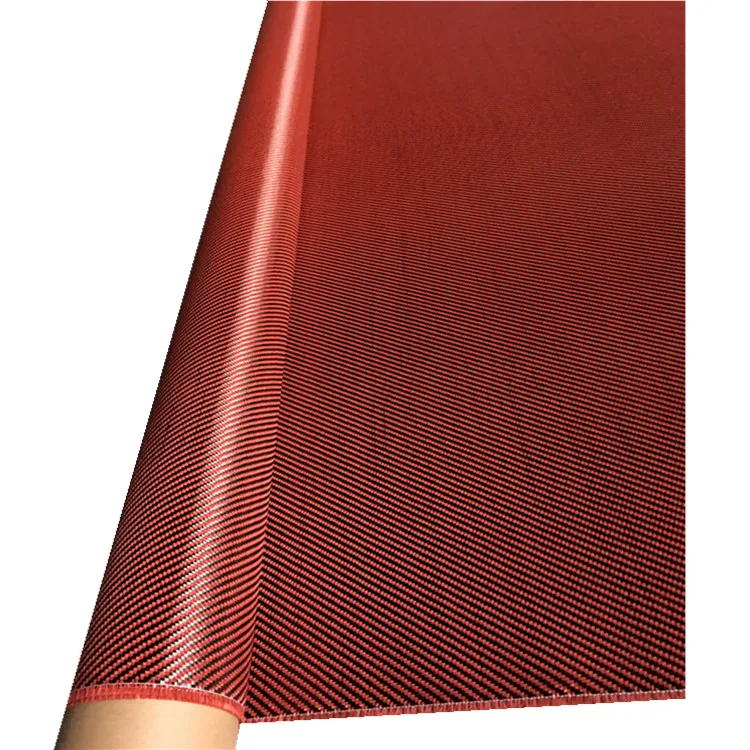 Red colorful carbon aramid fiber fabric