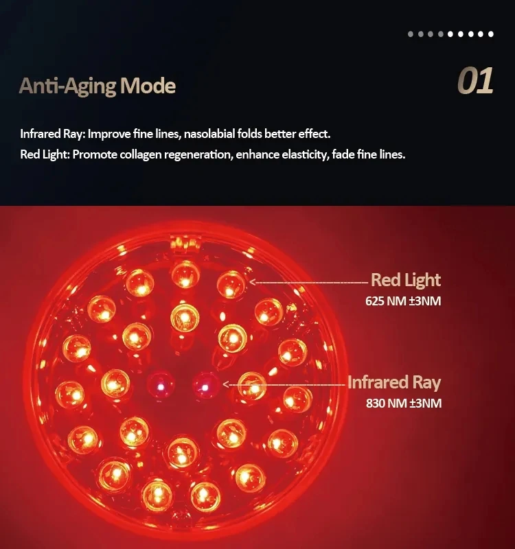 Portable Electric Anti Wrinkle Skin Rejuvenation Red Infrared Light Therapy Beauty Device