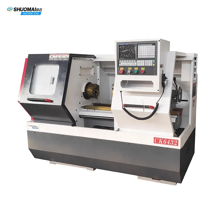 New upgraded CK6432 horizontal 6 tools CNC turning machine center with GSK SIEMENS controller