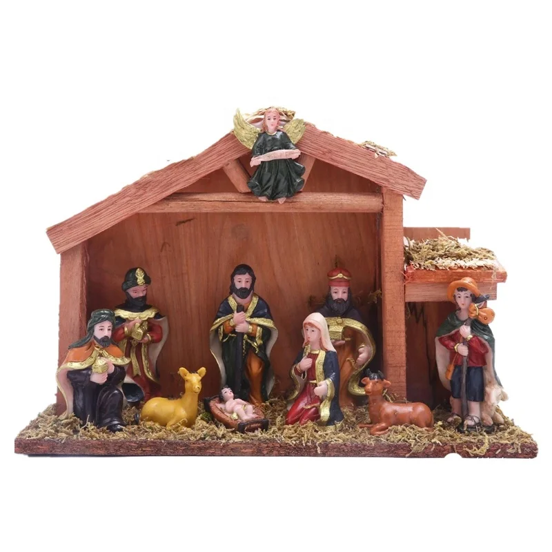Nativity Figurine Set Delicate Beautiful Exquisite Durable Desktop Decoration Nativity Jesus Manger Set for Home Office School