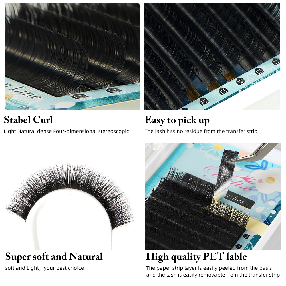 Yelix Professional Private Label False Fiber Faux Mink Lash Extension Silk Curl Individual Classic Eyelashes Extension
