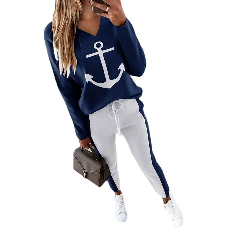 Wholesale Womens Tracksuits 2 Pieces Set  Women Fashion Long Sleeve T shirt and pants set