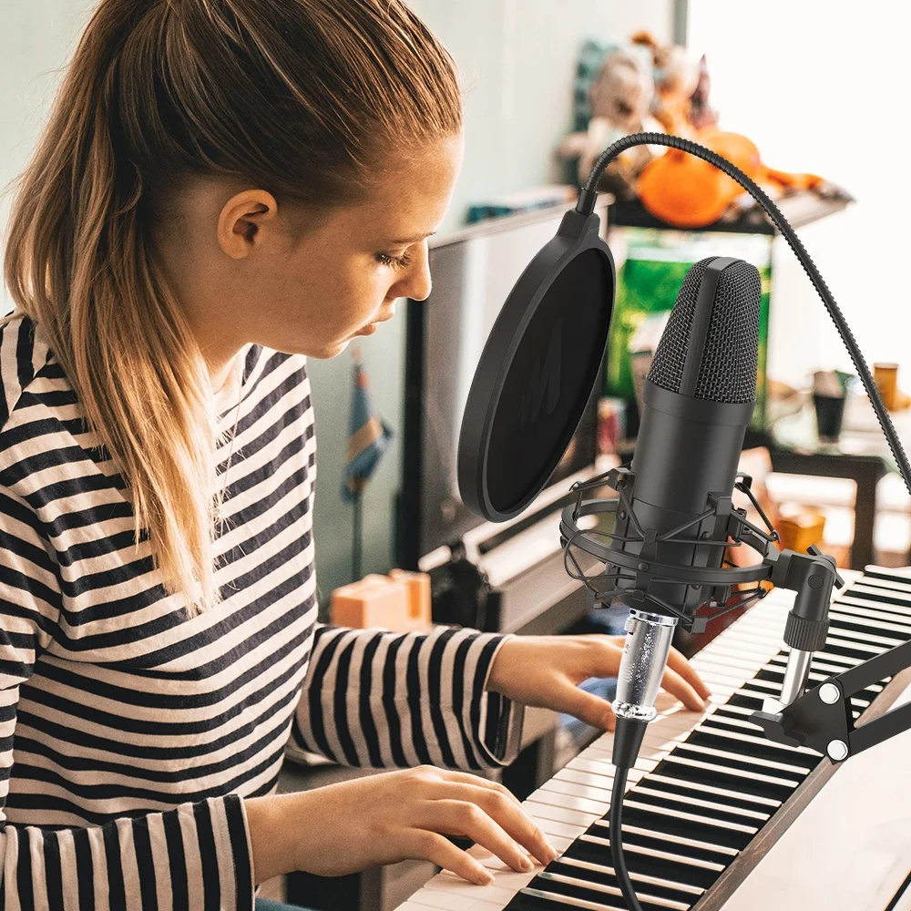 
professional audio live stream wired mic stand musical instruments podcasting microphone set 