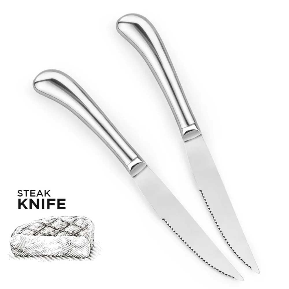 Popular stainless steel meat cutting blade kitchen steak knife set knives blanks with hollow handle / custom damascus