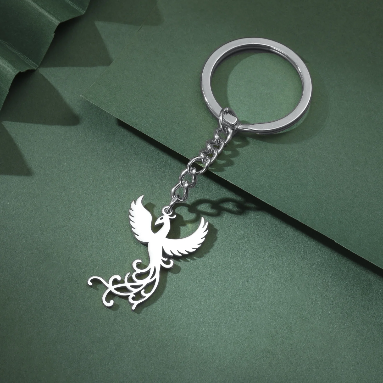 Phoenix Keychain Fashion Hiphop Key Ring Stainless Steel Jewelry Gift for Women Men