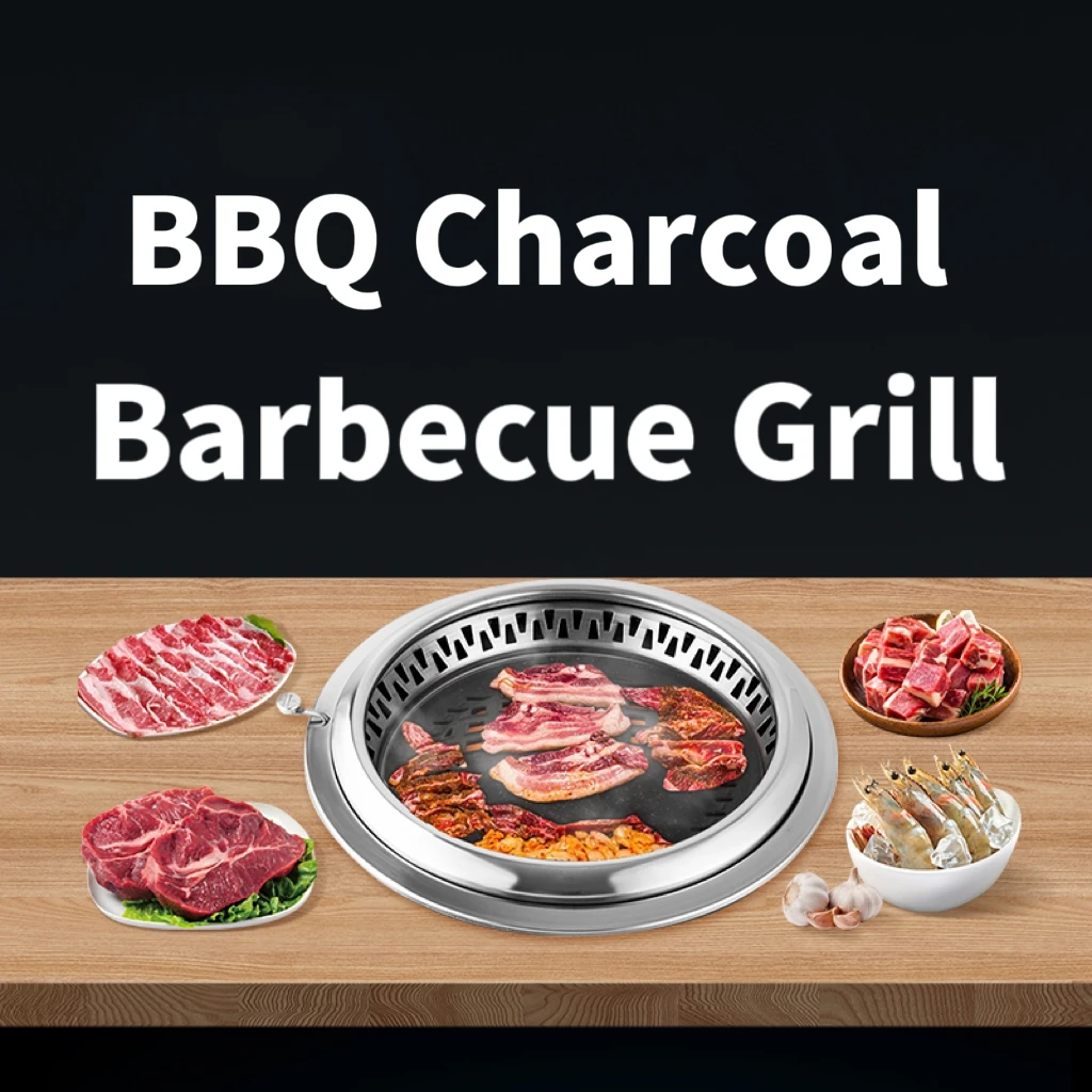 Commercial Smokeless Grill Korean Style Charcoal Round Stainless Steel Grill