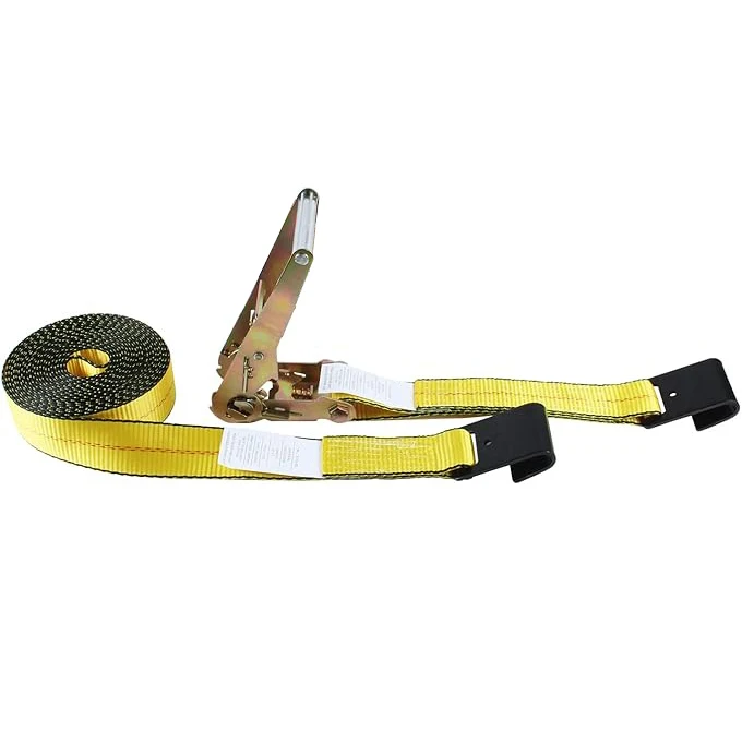 Heavy Duty  Polyester 2' Winch Strap With Wire Hooks With Covering   Cargo Winch Strap