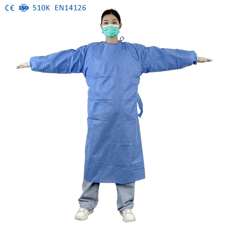High quality ASTM F1670 disposable level 2 gown level 4 lab coat en14126 sms gowns Medical Impervious for Hospitals
