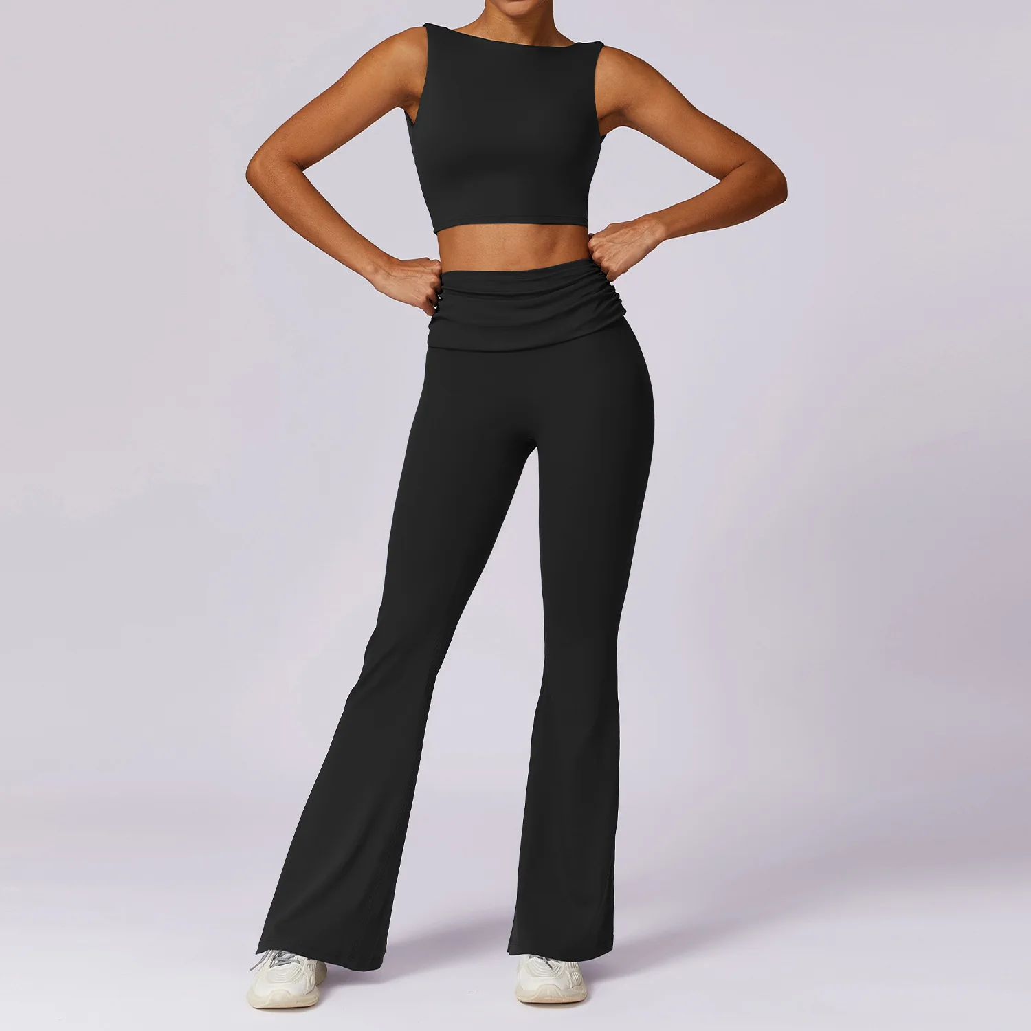 Plus Size Women Gym Fitness Yoga Sets Push Up Bra Hip Lifting Flare Leggings Sportswear Suit Outdoor Workout Sets Women Clothing
