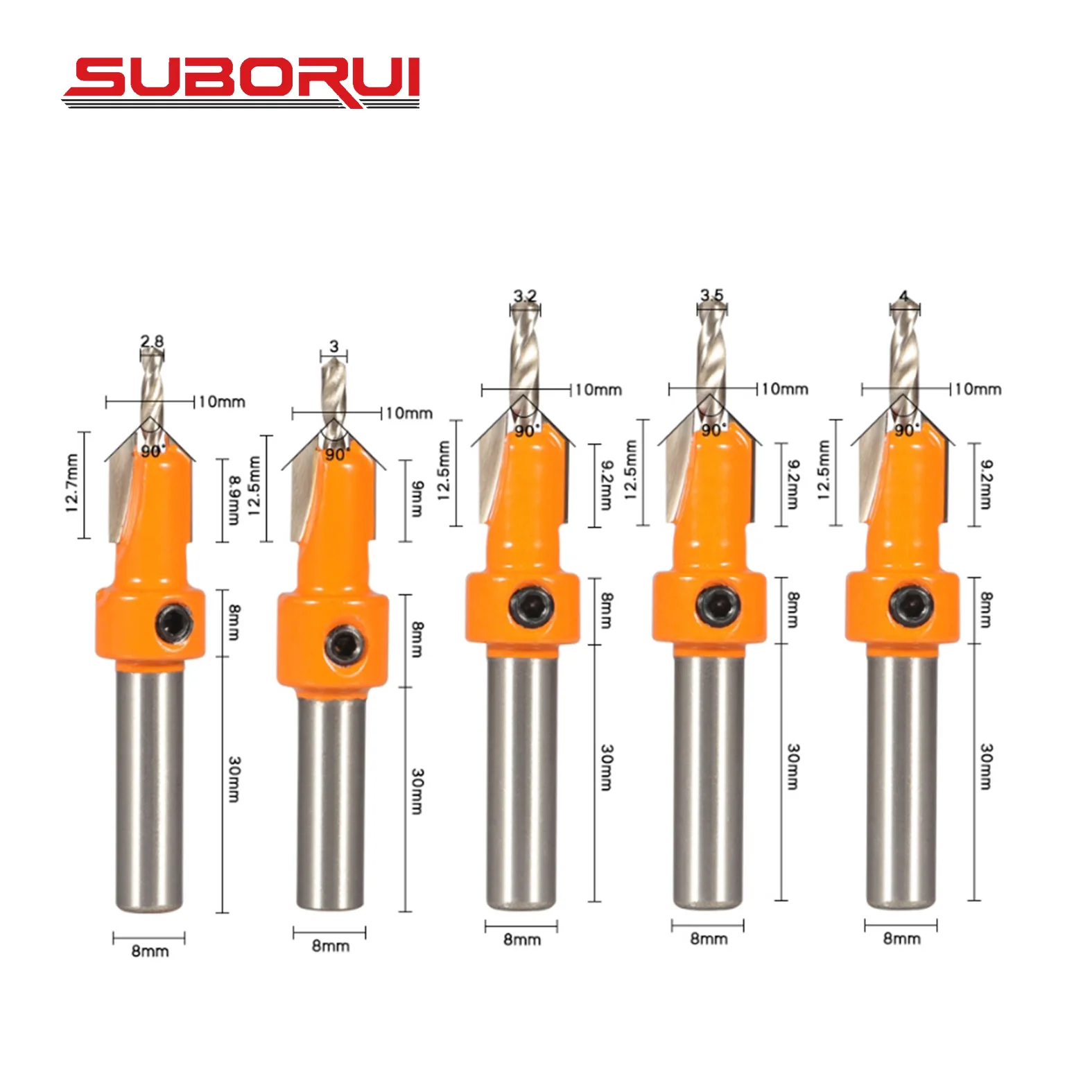 BORUI Hss Wood Countersink Screw Drill Bit Set Drive Bit Adjustable Positioner Tapered Drill Bit With Countersink For Woodwork